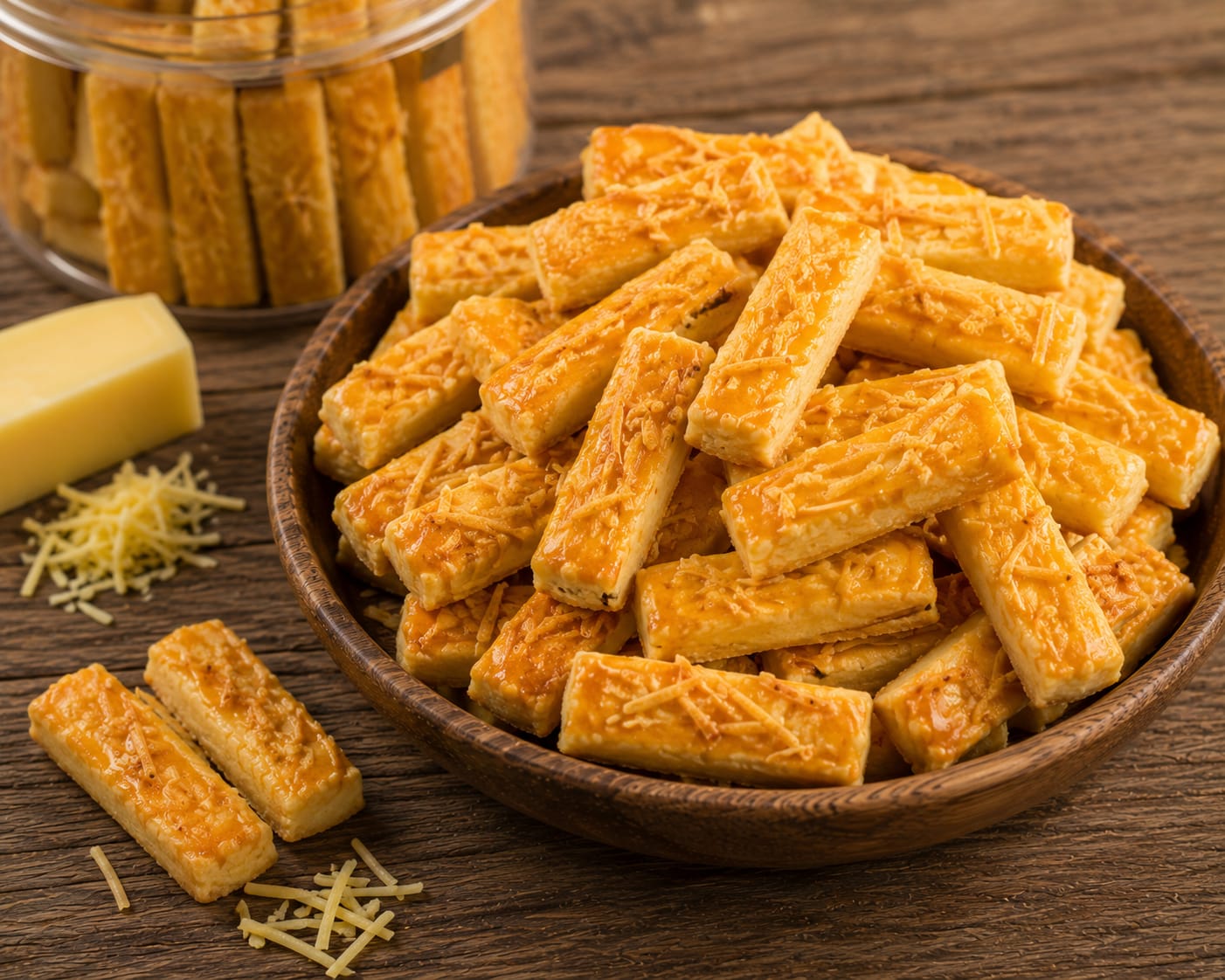 Premium cheddar cheese cookies with crispy texture