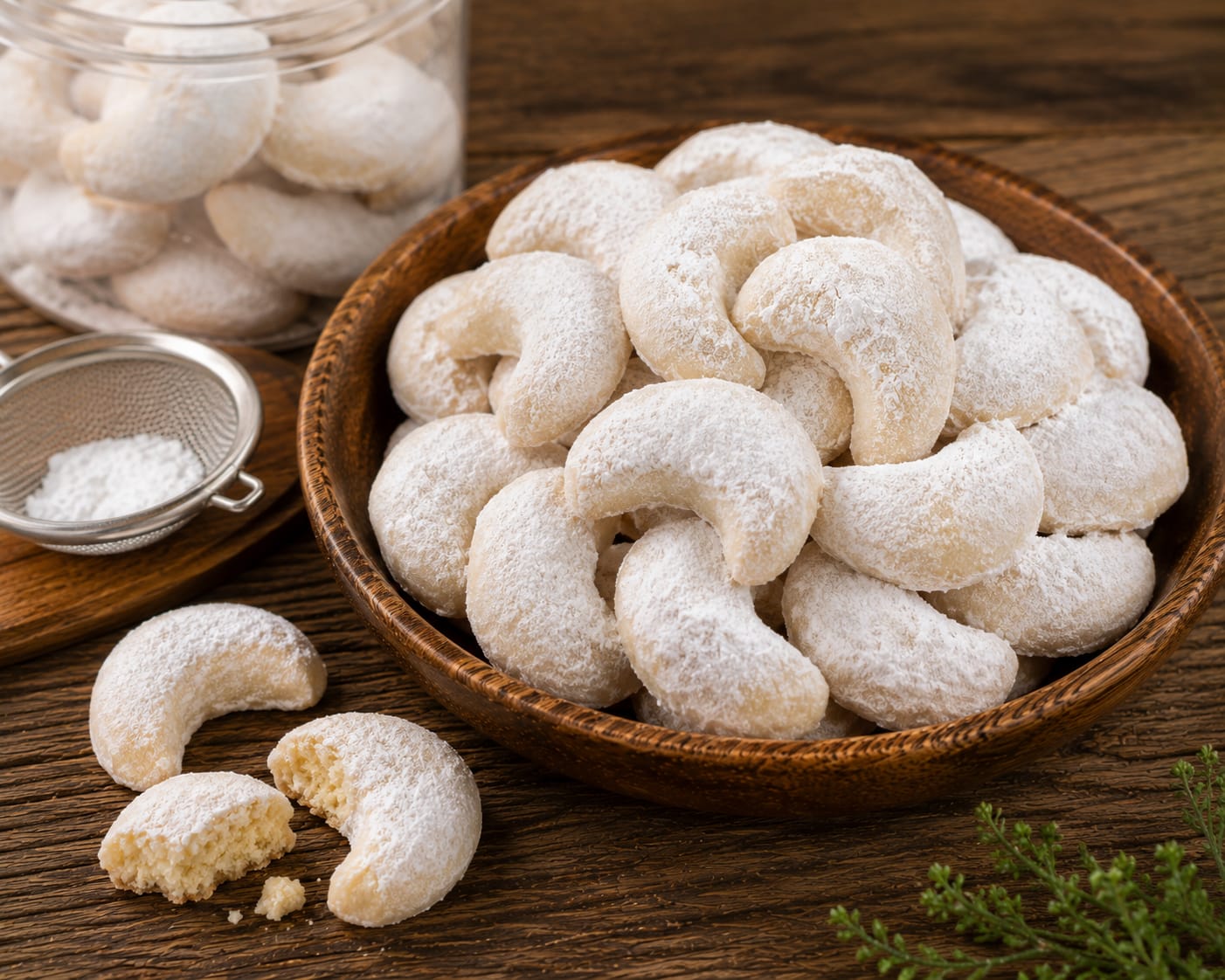 Premium buttery cookies coated with powdered sugar